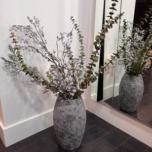 Pottery Barn Inspired Stoneware textured Charcoal Gray Vase (VASE ONLY)
